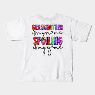 Tie Dye Grandmother Is My Name Spoiling Is My Game Mothers Day Kids T-Shirt